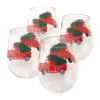 Budget 🛒 Joyland Holiday Truck Stemless Wine Glasses- Set of 4 😍
