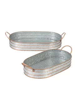 Top 10 ⌛ Zingz & Thingz Oblong Galvanized Metal Tray (Set of 2) 19x11.25x3", 17x10x3" 👏 -Cheap Joyland Shop Belk 1062