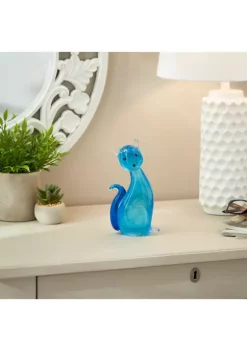 Discount 🥰 Zingz & Thingz Blue Kitty Cat Art Glass 4x2.25x7.75" 💯 -Cheap Joyland Shop Belk 1112
