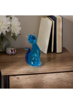 Discount 🥰 Zingz & Thingz Blue Kitty Cat Art Glass 4x2.25x7.75" 💯 -Cheap Joyland Shop Belk 1113