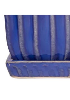 Promo 🥰 Zingz & Thingz Blue Square Ceramic Small Planter (Set of 3) 🥰 -Cheap Joyland Shop Belk 1144