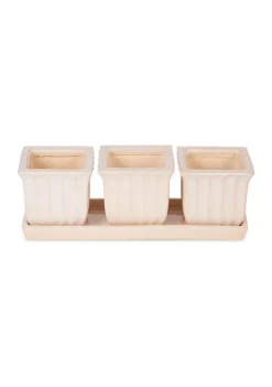 Promo 🥰 Zingz & Thingz Blue Square Ceramic Small Planter (Set of 3) 🥰 -Cheap Joyland Shop Belk 1146