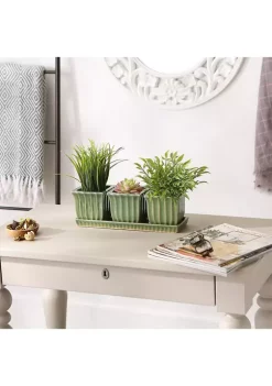 Cheap 😀 Zingz & Thingz Green Square Ceramic Small Planter (Set of 3) 🎉 -Cheap Joyland Shop Belk 1271