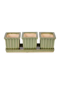 Cheap 😀 Zingz & Thingz Green Square Ceramic Small Planter (Set of 3) 🎉 -Cheap Joyland Shop Belk 1272