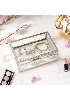 Best Pirce 🌟 Zingz & Thingz SILVER TRIM GLASS BOX 👍 -Cheap Joyland Shop Belk 1361