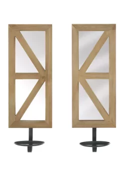 Brand new 🔔 Zingz & Thingz Mirrored Wood Candle Sconce Set 14.5" Tall 😀