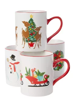 Discount 🔔 Joyland Vintage 🔔 Christmas Mugs - Set of 4 😉 -Cheap Joyland Shop Belk 163