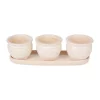 New 🥰 Zingz & Thingz Brown Round Ceramic Small Planter (Set of 3) 👍