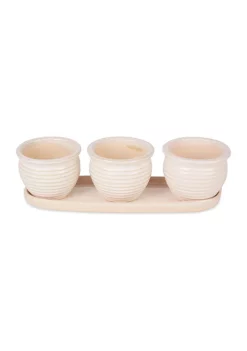 New 🥰 Zingz & Thingz Brown Round Ceramic Small Planter (Set of 3) 👍 -Cheap Joyland Shop Belk 1779