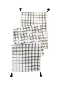 Wholesale 🎁 Joyland Black & White Plaid Table Runner 🧨