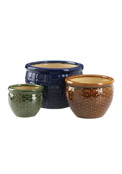 Best Sale ⭐ Zingz & Thingz Cobalt Planter (set of 3) 12" 👏 -Cheap Joyland Shop Belk 385