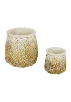 Deals 🎉 Zingz & Thingz Greek Leaf Cement Flower Pot (Set of 2) ✨ -Cheap Joyland Shop Belk 425