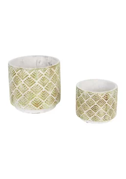 Deals 🎉 Zingz & Thingz Greek Leaf Cement Flower Pot (Set of 2) ✨ -Cheap Joyland Shop Belk 426