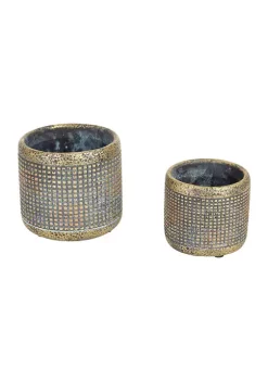 Deals 🎉 Zingz & Thingz Greek Leaf Cement Flower Pot (Set of 2) ✨ -Cheap Joyland Shop Belk 427