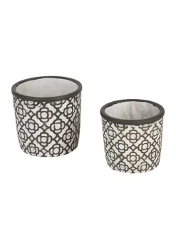 Deals 🎉 Zingz & Thingz Greek Leaf Cement Flower Pot (Set of 2) ✨ -Cheap Joyland Shop Belk 428