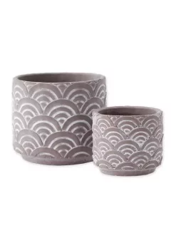 Deals 🎉 Zingz & Thingz Greek Leaf Cement Flower Pot (Set of 2) ✨ -Cheap Joyland Shop Belk 430
