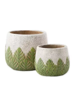 Deals 🎉 Zingz & Thingz Greek Leaf Cement Flower Pot (Set of 2) ✨ -Cheap Joyland Shop Belk 431