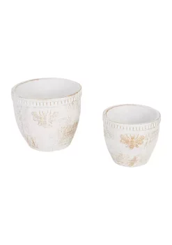 Deals 🎉 Zingz & Thingz Greek Leaf Cement Flower Pot (Set of 2) ✨ -Cheap Joyland Shop Belk 432