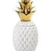 Wholesale 🥰 Zingz & Thingz Porcelain Gold Topped Pineapple Jar 6x6x13.5" 🥰