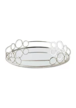 Best deal 💯 Zingz & Thingz SILVER CIRCLE MIRROR TRAY 🧨